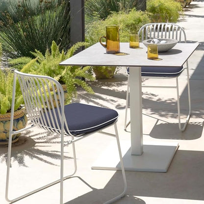 DYTXIII Set of 2 Outdoor Chair Cushions with Ties,Water Repellent Patio Chair Pads 17"x 16" for Outdoor Furniture,Round Corner Seat Cushions for Garden Yard Kitchen Textured Navy