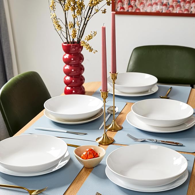 DOLOPL Placemats Set of 6-17"x11.8", Faux Leather Heat Resistant Table Placemat for Dining Table Protection, Waterproof Wipeable & Washable Kitchen Table Mats for Dining,Party,BBQ,Holiday