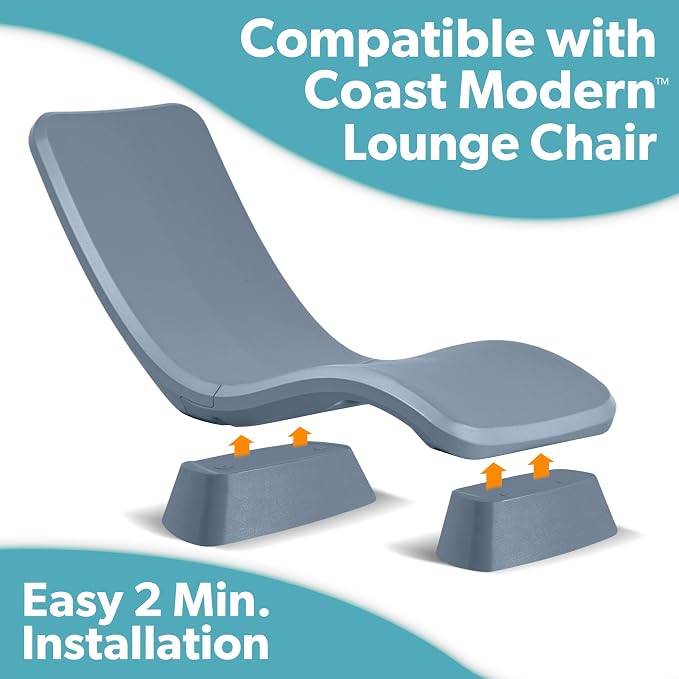 Coast Modern in Pool Lounge Chair - Waterproof & Weighted Chaise Lounger - Outdoor Pool Furniture for Patio or in Baja Shelf - Stone Blue