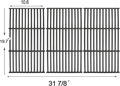 Hisencn Grill Cooking Grates for Char Griller Smokin' Champ 1733 and Chargriller 1722 Charcoal Grill, Cast Iron Smoker Replacement Grate Parts, Horizontal Smoker Grates for Chargriller (3-Pack)