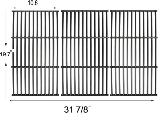 Hisencn Grill Cooking Grates for Char Griller Smokin' Champ 1733 and Chargriller 1722 Charcoal Grill, Cast Iron Smoker Replacement Grate Parts, Horizontal Smoker Grates for Chargriller (3-Pack)