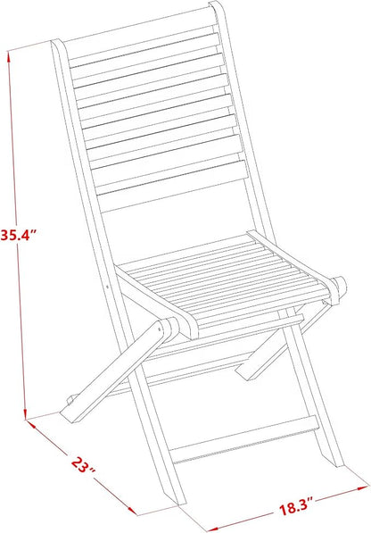 East West Furniture DEBS52CANA 5 Piece Outdoor Patio Dining Sets Includes a Rectangle Acacia Wood Table and 2 Folding Arm Chairs with 2 Side Chairs, 40x72 Inch, Natural Oil