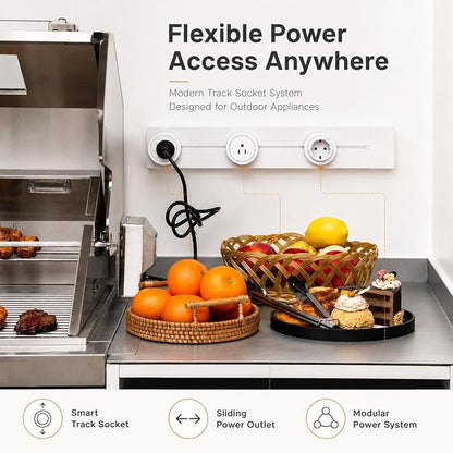 Sunnyjoy Modular Outdoor Kitchen MAX, Premium Aluminum Cabinet System-2 | Max roll-up shade version with grill, sink & storage, durable weather-resistant design, includes roll-up set for protection