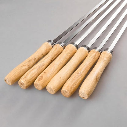 IMEEA 16.5 Inch Flat Stainless Steel BBQ Skewers (12.5 Inch Cooking Area) Kebab Barbecue Skewers for Home Grilling & Kabob, Set of 12