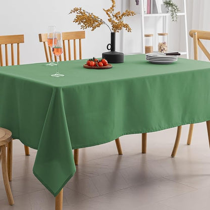 Amazon Basics Thin Rectangle Tablecloths, Water-Resistant Textured Fabric, Wrinkle Resistant, Washable Decorative Table Cover for Dining, Parties, 60" x 104", Green, Pack of 2