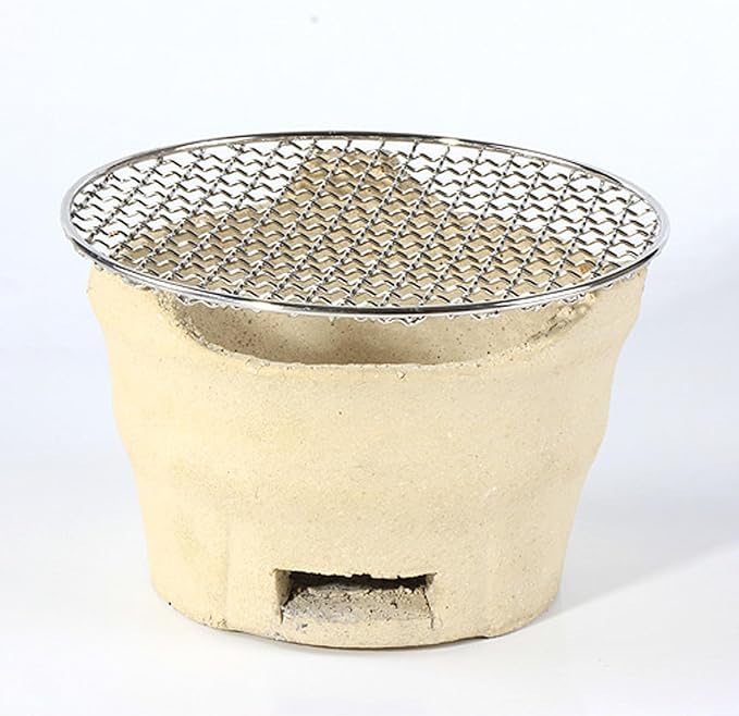 Portable Clay Charcoal Stove for Outdoor Cooking, Camping BBQ Grill, Traditional Picnic Grill, Essential Outdoor Cooking Gear for Adventures and Gatherings White Medium