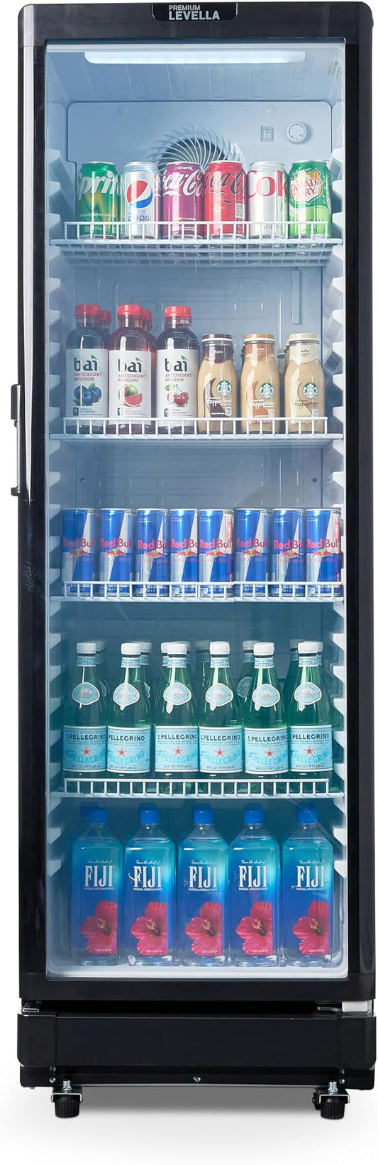 PremiumLevella Glass Door Display Refrigerator 12.0 cu ft Commercial Beverage Cooler Merchandiser