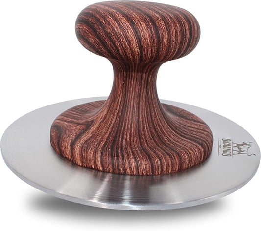 Okavango Burger Press Smash Burger Press - Hamburger Smasher Tool for Griddle & Grill Press Durable Stainless Steel Hamburger Press for Perfectly Cooked Smash Burgers - Burger Smasher (Wood Grain)