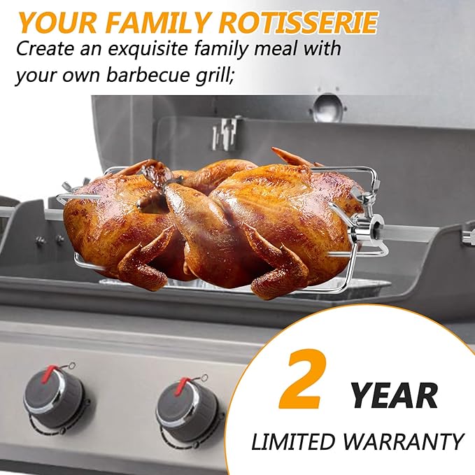 7652 Grill Rotisserie Kit for Genesis II/Genesis II LX 200/300 Series,7652 Stainless Steel Rotisserie Suitable for All Kinds of Meat,for Family Picnic,Camping