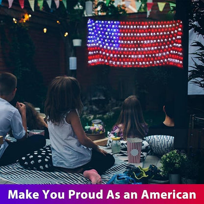 Super Larger Size American Flag Lights, July 4th Patriotic Lights with Ultra-Bright 420 LED, Waterproof Led Flag Net Light of USA, 4th of July Decor Independence Day Memorial Day
