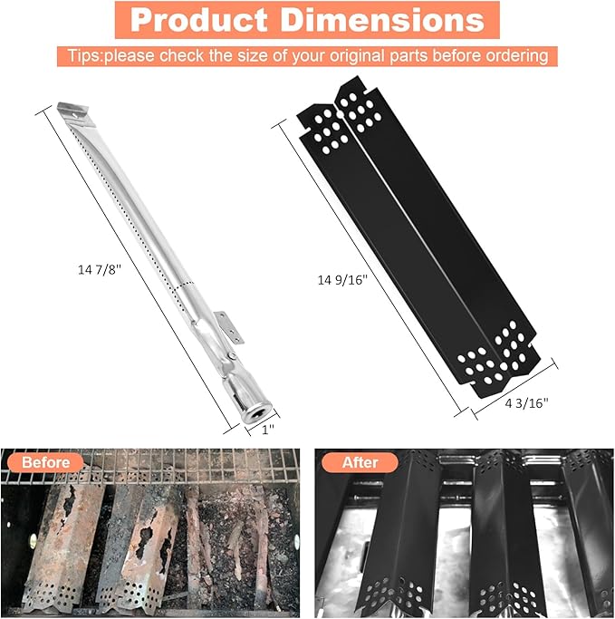 Grill Replacement Parts for Nexgrill 720-0830H 720-0888 720-0888N 720-0783E 720-0864M Porcelain Steel Heat Shield Plate, Grill Burner Igniter Kit for Home Depot Nexgrill 4 Burner Replace