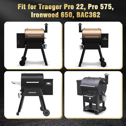 Upgraded Folding Front Shelf for Traeger Pro 22 & Pro 575, Ironwood 650 – All-in-One Grill Prep Table with Stainless Steel Basin, Cutting Board, Lid & 5 Hooks, Heavy-Duty Replacement for BAC362