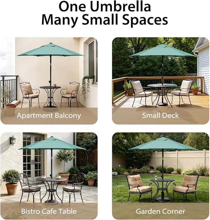 AMMSUN 6FT Patio Umbrella, Outdoor Table Umbrella with Push Button Tilt | UPF50+ Sun Protection and Water-Resistant Fabric, Premium Steel Pole and Ribs, Height-Adjustable and Push-Button Tilt
