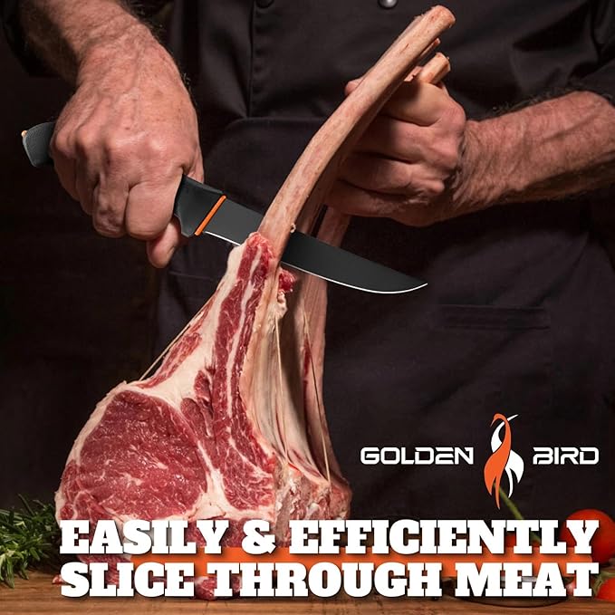 Golden Bird Boning Knife 6 Inch with Non-Slip Handle, Butcher Knives for Meat Butchering or Fish Deboning Filleting, Trimming Knife with German Stainless Steel, Gift for Men