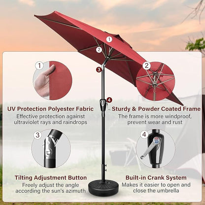 Simple Deluxe 9' Patio Umbrella Outdoor Table Market Yard Umbrella with Push Button Tilt/Crank