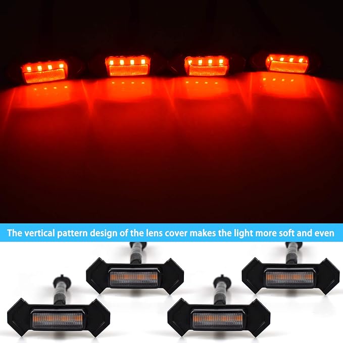 Boigoo Truck Red Grille Lights for Tacoma TRD Pro Grilles Decorative Lamps | Grill Lamp Fits 2005-2011 & 2016-2019 Tacoma TRD Pro Off-Road Limited Sport SR5 SR Grilles RED LED Smoked Lens 4pcs with fuse