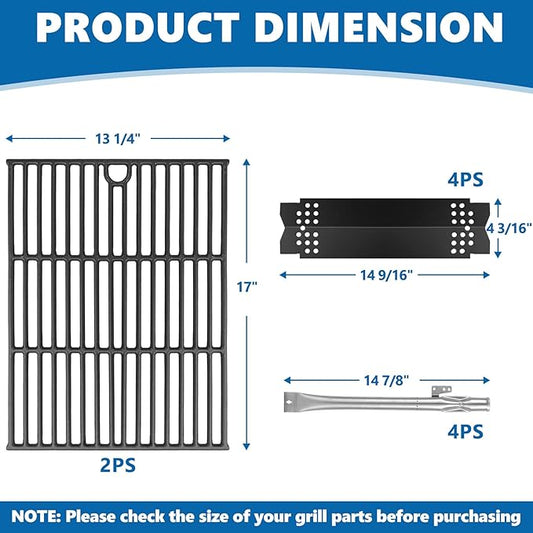 Replacement Parts for Nexgrill 4-Burner 720-0830 720-0830H 720-0830D 720-0783C, Cast Iron Grill Grate, Heat Shield Plates, Burner Tubes, Igniters Kit for ‎‎Cuisinart CGG-7400 Replacement Parts