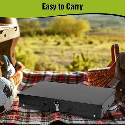 Portable Charcoal Grill, Foldable Mini Tabletop BBQ Grill with Lid, Charcoal Barbecue Grill for Outdoor Camping Cooking Picnic, 16.7 x 10 x17.7in