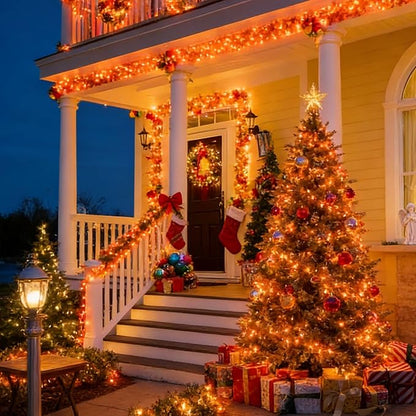 Orange Thanksgiving Mini Lights, 31.9FT 150-Count Autumn Fall String Lights,Connectable 120V Plug in for Outdoor Indoor Garden Party Halloween Christmas Xmas Tree Lights Yellow Decor