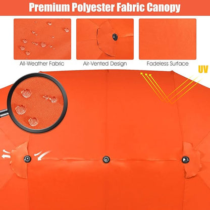 Tangkula 15Ft Double-Sided Patio Umbrella, Outdoor Extra Large Umbrella W/Hand-Crank System & Air Vents, Market Twin Umbrella W/ 12-Rib Sturdy Metal Frame for Poolside, Garden Backyard (Orange)
