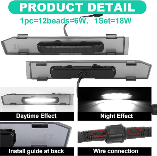 Front Grille Led Light For 2022-2025 2026 Ford Maverick Accessories | Fits Maverick XL Only,Snap-fit,Smoked lens,Raptor Style Grille Lights with adaptor fuse Waterproof(Only Fit XL-White)