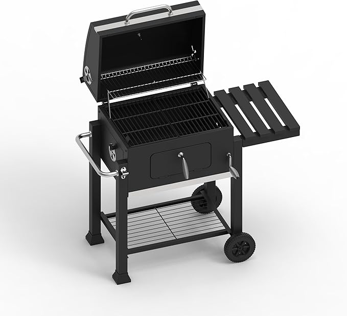 OLP8500CG Charcoal Outdoor Grill, 563 Square Inch Cooking Surface, With Thermometer and Warming Rack, Black with Chrome