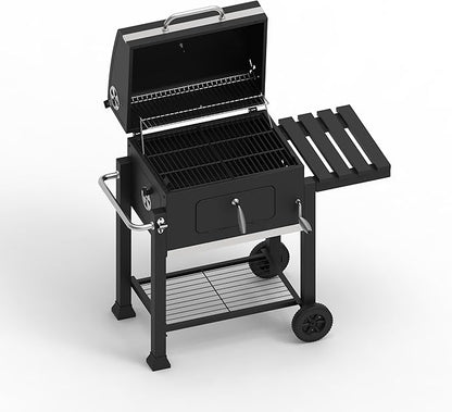 OLP8500CG Charcoal Outdoor Grill, 563 Square Inch Cooking Surface, With Thermometer and Warming Rack, Black with Chrome