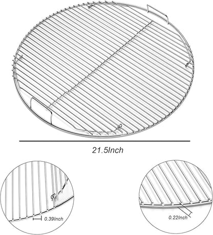 22 inch Hinged Cooking Grate for Weber Charcoal Grill,Grill Grate Replacement Part for Weber Bar-B-Kettle Series，Performer BBQ Series Grill,Round Grate for Weber One-Touch Series (7436-1SS)