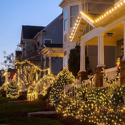 QITONG 2 Pack Warm White Solar String Lights Outdoor Waterproof, Each 33ft 100 LED Solar Christmas Lights, 8 Modes Green Wire Solar Twinkle Tree Lights for Outside