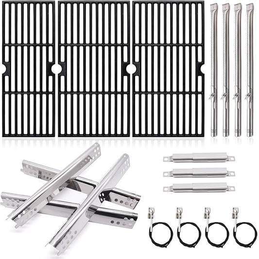 Grill Replacement Parts for Charbroil Performance 4 Burner 463347017, 463335517, 463342119, 463376017, G470-0002-W1, G470-0003-W1, 18’’ Cast Iron Grates, Heat Plates, Burners Parts