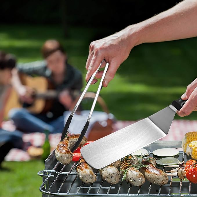Flat Top Griddle Accessories Set for Blackstone and Camp Chef | Professional Grill Spatula Set with Burger Spatulas Scraper, BBQ Tool Utensils Kit for Men Outdoor Grills Cooking