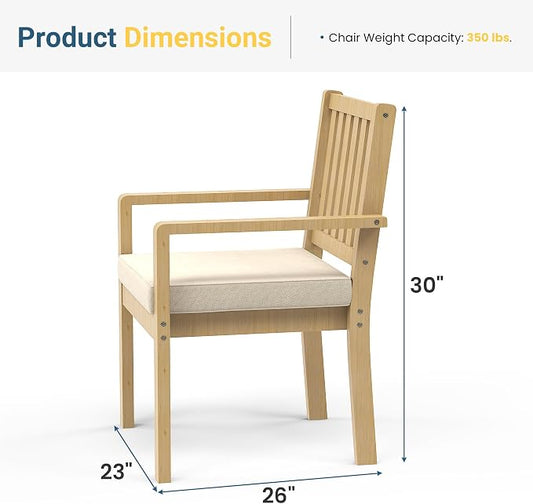 Wisteria Lane Acacia Patio Dining Chairs Set of 2, Outdoor Wood Chairs with Thick Cushions, Modern Patio Seating for Porch, Backyard, Garden, Indoor Use, Brown