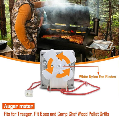 Upgraded 2.0 RPM Auger Motor Replacement for Pit Boss Pellet Grills, Compatible with Traeger & Camp Chef, 120V 60Hz 2 Pole Auger Motor Replacement Parts