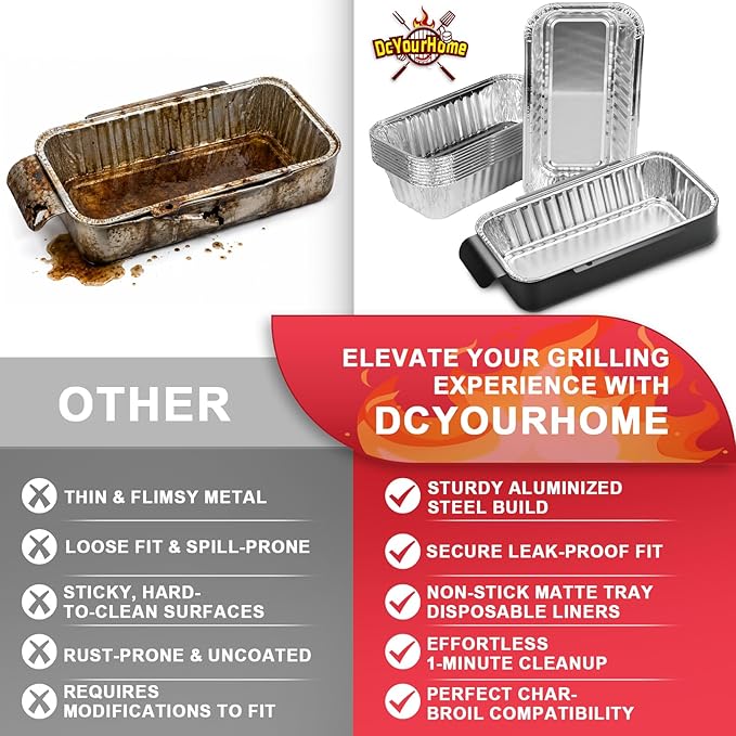 G416-0015-W1 Grill Grease Tray Replacement for CharBroil Performance 463242716 463234513 463344523 G325-5703-W1 463331221 463365021 463448021 9328812P06 Grill Parts with 10 Pack Aluminum Foil Drip Pan