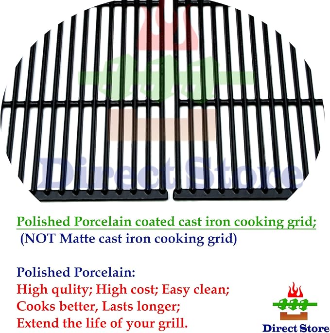DC103 Cast Iron Cooking grid Porcelain Coated 11 3/4 x 16 15/16" fits for Brinkmann 810-2500, 810-2500-0, Pro Series 2500/2600, Grill Chefs, Grill Zone and other Gas Grills, Set of 2