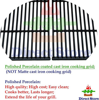 Parts Kit DG207 Replacement for select Vermont Castings grills, 17" Burner 4pcs, 14 1/2" x 7 1/4" Heat Plates 4pcs, set of 3 Cooking Grill Grids, 16 7/16" x 9 1/16" each grid