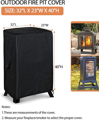 SheeChung Fire Pit Cover for Panovue Metal Chiminea Fire Pit,Heavy Duty 600D Outdoor Fireplace Protection for Wood Burning Fire Pits,Waterproof Electric Smoker/BBQ Smoker Grill Covers,32"Lx23"Wx40"H