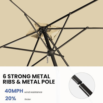 6.5x10FT Rectangular Patio Umbrella with Push Button Tilt & Crank Lift for Garden,UV Protection Outdoor Umbrella for Deck,Pool and Yard,Beige