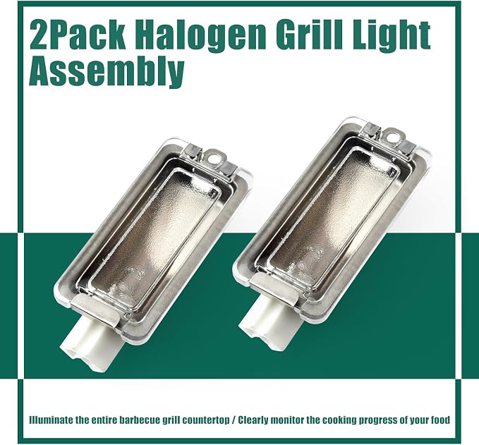 YUXIVCNE 8A37000038 Halogen Grill Light Assembly Replacement for Mont Alpi Outdoor Island Kitchens Grills MAi805 MABi805 MAi400 Lamp and Built-in Barbecue Grilling Rack Lighting Fixtures, 2Pcs