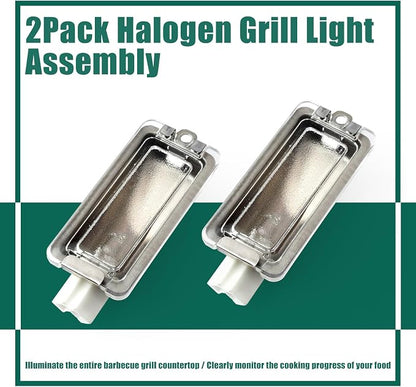 YUXIVCNE 8A37000038 Halogen Grill Light Assembly Replacement for Mont Alpi Outdoor Island Kitchens Grills MAi805 MABi805 MAi400 Lamp and Built-in Barbecue Grilling Rack Lighting Fixtures, 2Pcs