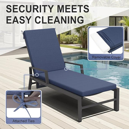 Crestlive Outdoor Chaise Lounge Cushions, Fade Resistant Water Resistant Lounge Chair Cushion, 80''L x 23''W, Set of 2, Sky Blue
