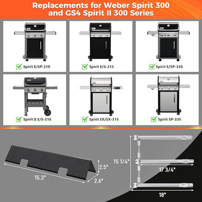 Spirit Grill Replacement Parts 69787 Burner 7636 Flavorizer Bars for Weber Spirit & GS4 Spirit II 300 Series Grills, Grill Parts for Spirit E-310, Spirit II E-310, Spirit E/S320 E/S330 SP310.320/330