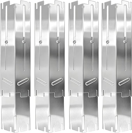 4 Pack Adjustable Stainless Steel Grill Heat Plates, Universal 14"–21.5" Heat Tent Shield, Burner Cover Flavorizer Bars for Gas Grill Replacement Parts