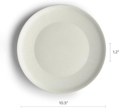 Year & Day Outdoor Set of 4 Unbreakable Lightweight Dinner Plates, Plant Derived, Moon White, 10.6 inch