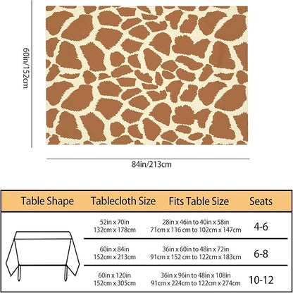 TKS MITLAN Tablecloth Animal Prints Brown Table Cloth Rectangle Table 60 x 84 Inch Giraffe Skin Texture Irregular Geometric Shape Fashion Kitchen Decorations for Home Dinner Party