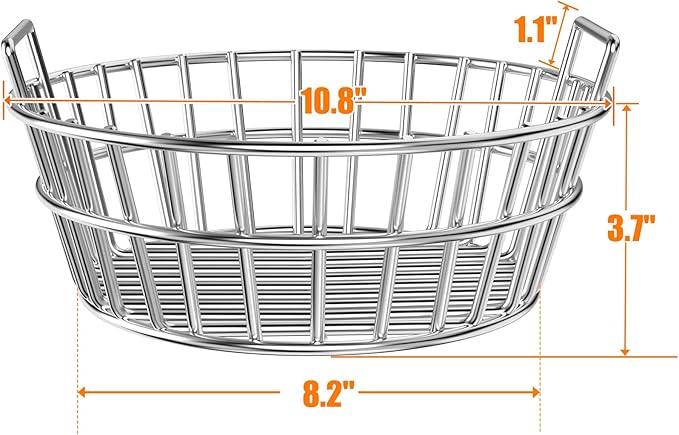 onlyfire Charcoal Ash Basket Stainless Steel Charcoal Holder with Handles, Fits Kamado Joe-Joe Junior Grill