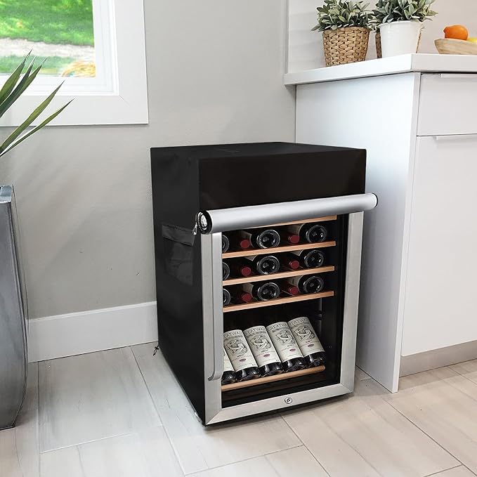 Bitubi Beverage Refrigerator Cooler Cover,Outdoor Fridge Cover – Waterproof, Dustproof, Sun-Proof, 20" W x 20" D x 33" H. Suitable for most 3.2 Cu.ft Beer or Wine Mini Fridge (Black)