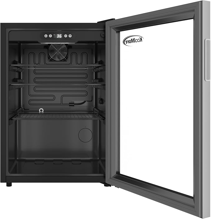 KoolMore 17 Inch Beverage Refrigerator, 2.5 Cu. Ft. Fridge Cooler, 70 Can Glass Door Drink Fridge for Dorm, Bedroom, Office, Bar, Retail Display, ETL Listed