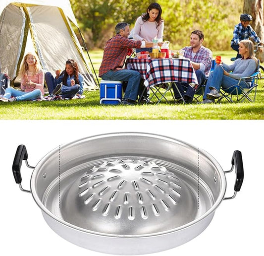 Charcoal Barbecue Grill, Aluminum Korean BBQ Grill Camping BBQ Pan Meat Garlic Korean Cookware for Home Party Outdoor Camping ﻿ (Small)