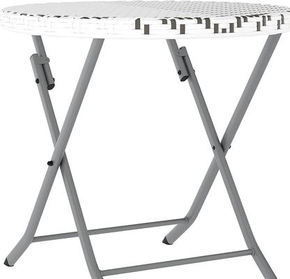 Flash Furniture Rouen Commercial Grade Folding Bistro Set, Indoor/Outdoor PE Rattan Table Top, Back and Seat, Charcoal Steel Frames, 3 Piece Set, Gray/White